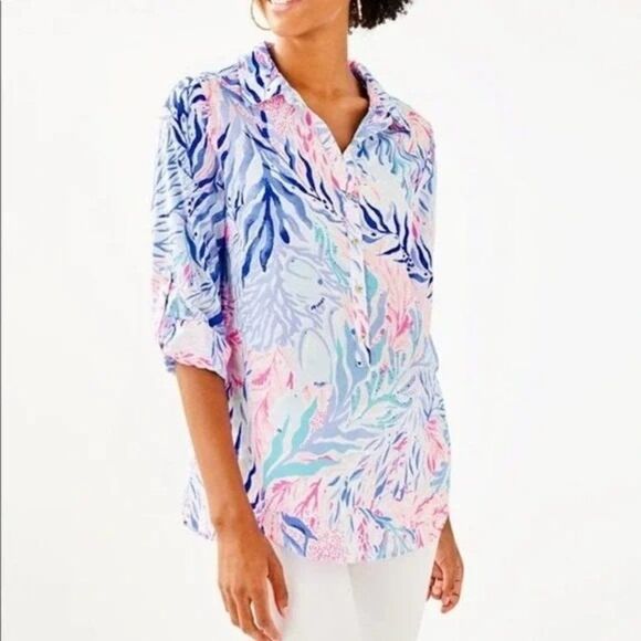 Lilly Pulitzer Captiva Tunic Popover Top Small - Picture 1 of 6